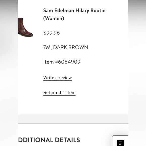 Sam Edelman Hilary Bootie- Dark Brown- Size 7 - Picture 5 of 5